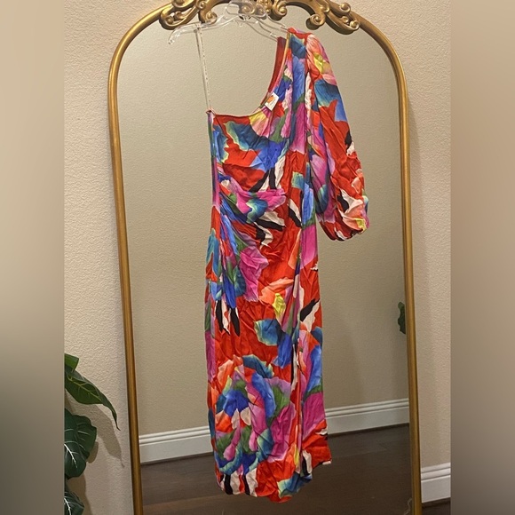Farm Rio for Anthropologie One-Shoulder Slim Floral Midi Dress Dress Size S - Picture 8 of 15